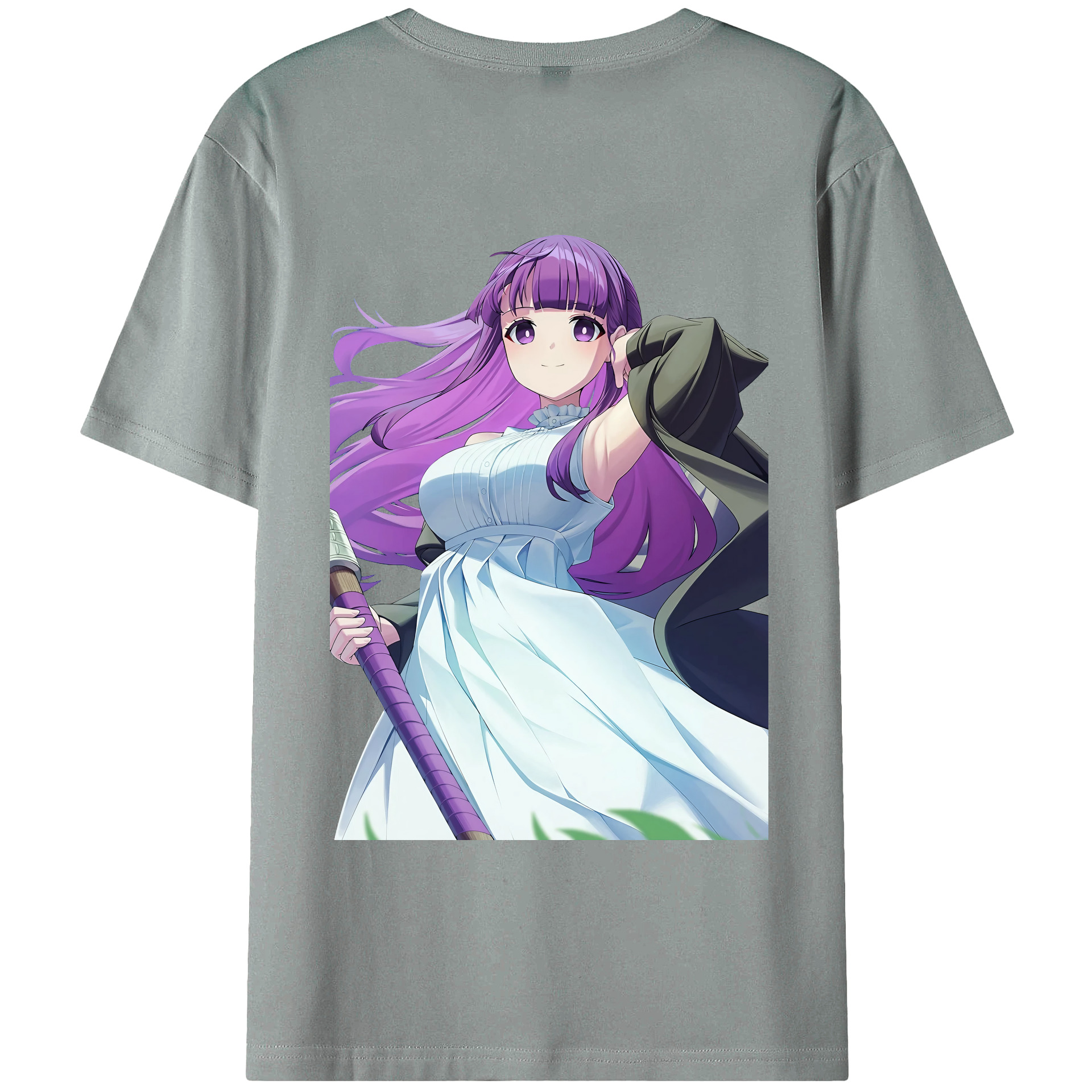 （画像用） 葬送のフリーレン Frieren 綿100％ メンズ半袖Tシャツ（バックプリント） 通気性